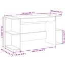 vidaXL betonszürke szerelt fa íróasztal 140 x 50 x 75 cm