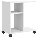vidaXL fehér szerelt fa kisasztal kerékkel 50 x 30 x 55 cm