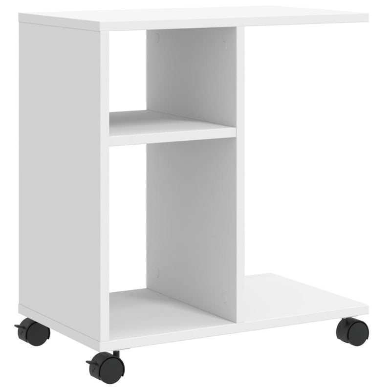 vidaXL fehér szerelt fa kisasztal kerékkel 50 x 30 x 55 cm