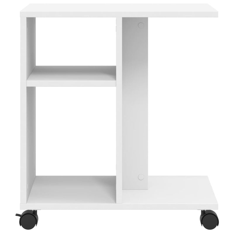 vidaXL fehér szerelt fa kisasztal kerékkel 50 x 30 x 55 cm