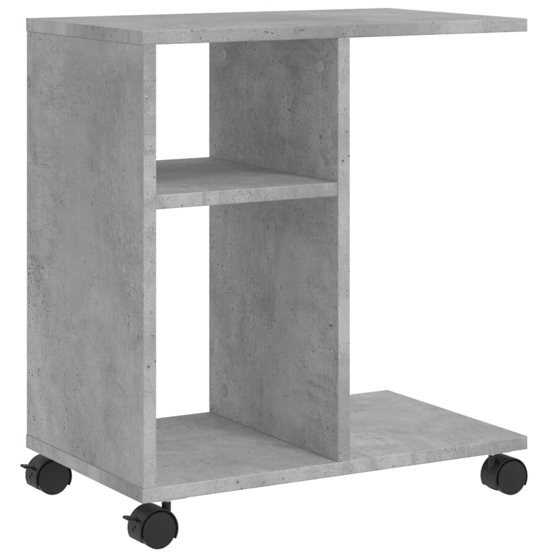 vidaXL betonszürke szerelt fa kisasztal kerekekkel 50 x 30 x 55 cm