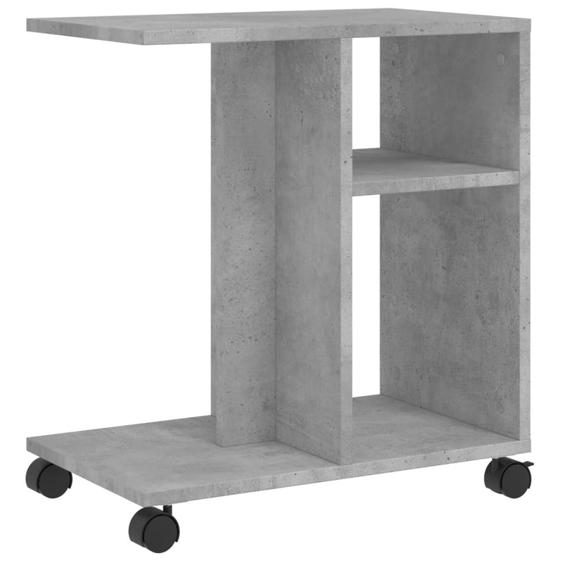 vidaXL betonszürke szerelt fa kisasztal kerekekkel 50 x 30 x 55 cm