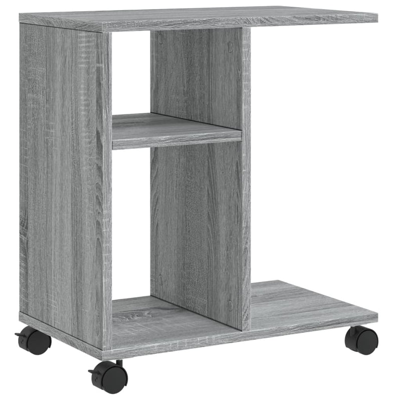 vidaXL szürke sonoma színű szerelt fa kisasztal kerekekkel 50x30x55 cm