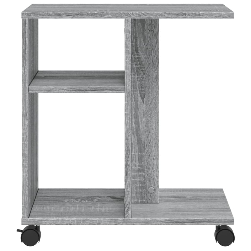 vidaXL szürke sonoma színű szerelt fa kisasztal kerekekkel 50x30x55 cm