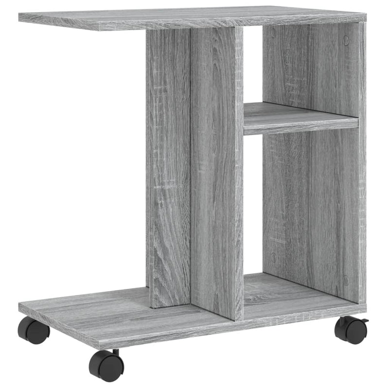 vidaXL szürke sonoma színű szerelt fa kisasztal kerekekkel 50x30x55 cm