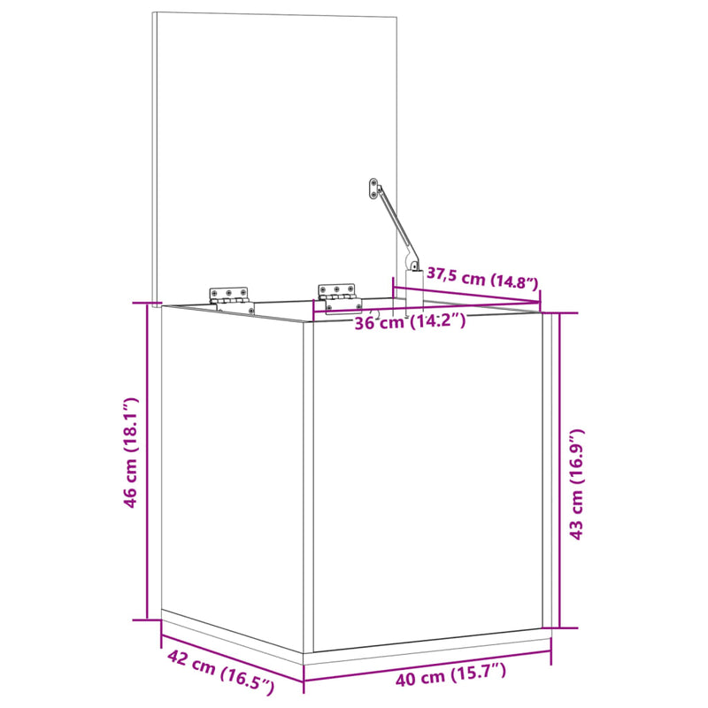 vidaXL betonszürke szerelt fa tárolóláda 40x42x46 cm