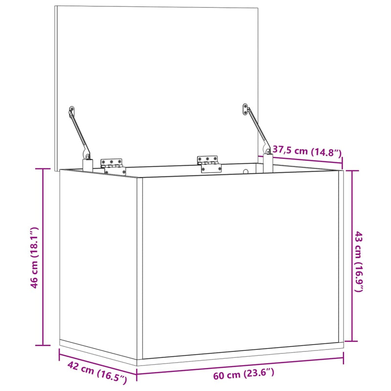 vidaXL betonszürke szerelt fa tárolóláda 60x42x46 cm