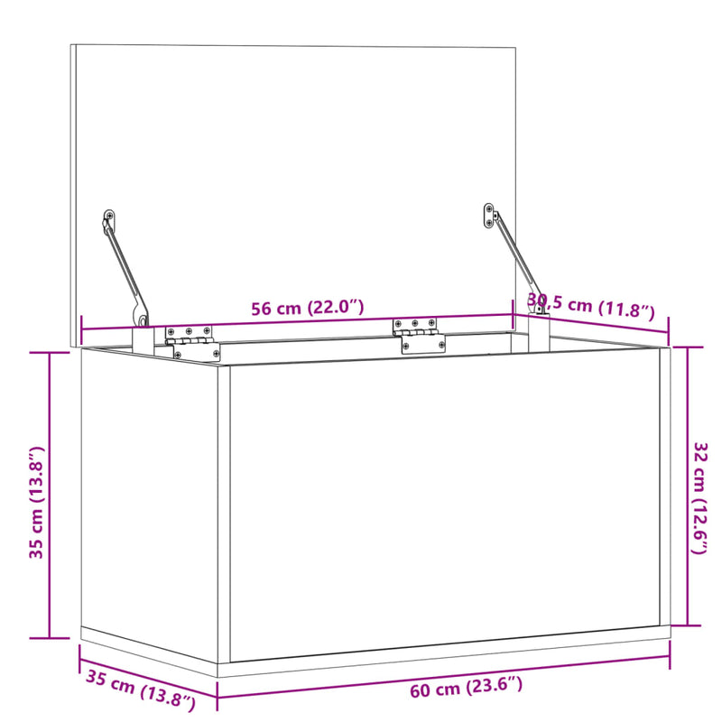 vidaXL szürke sonoma színű szerelt fa tárolóláda 60 x 35 x 35 cm