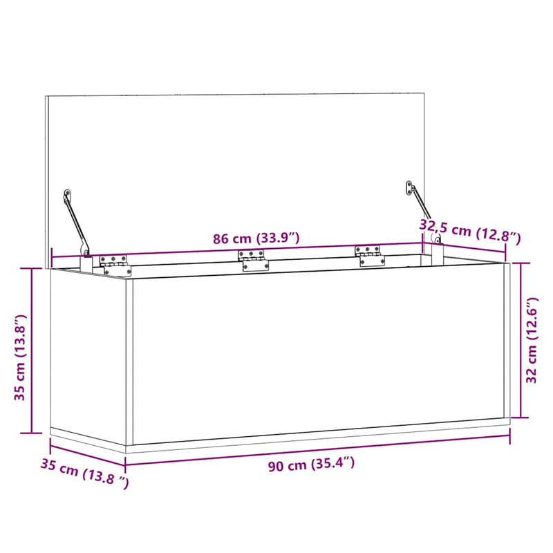 vidaXL sonoma tölgy színű szerelt fa tárolóláda 90 x 35 x 35 cm