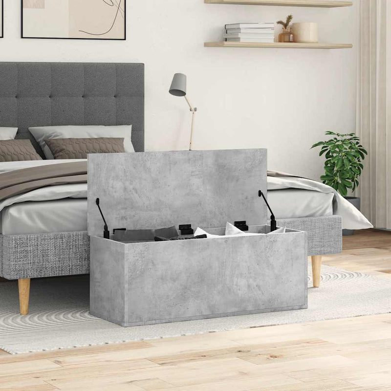 vidaXL betonszürke szerelt fa tárolóláda 90 x 35 x 35 cm