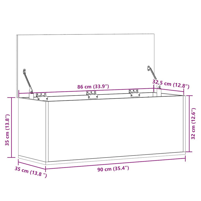 vidaXL betonszürke szerelt fa tárolóláda 90 x 35 x 35 cm