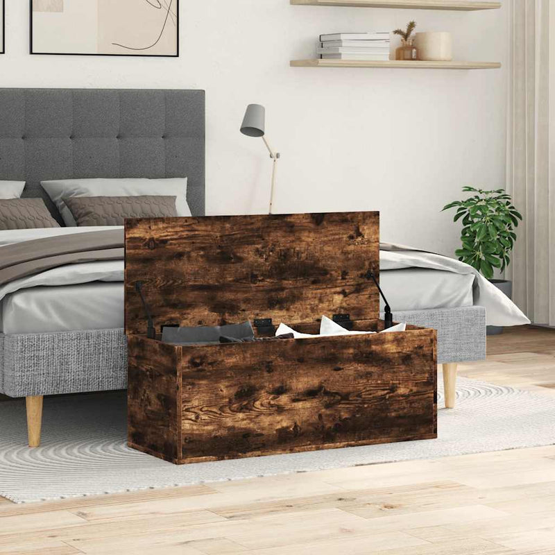 vidaXL füstös tölgy színű szerelt fa tárolóláda 90 x 35 x 35 cm