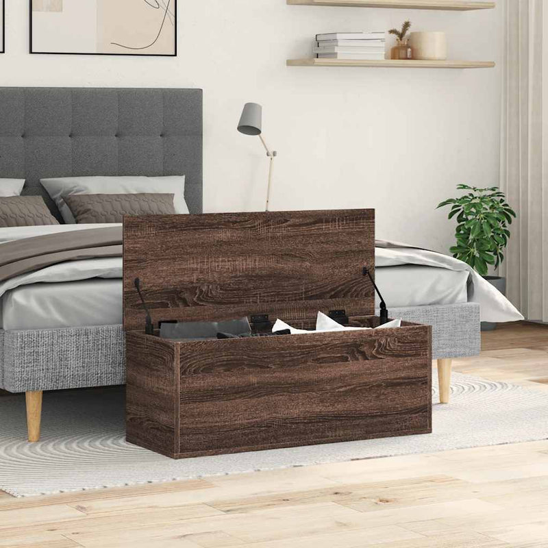 vidaXL barna tölgy színű szerelt fa tárolóláda 90 x 35 x 35 cm