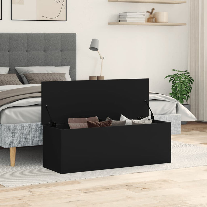 vidaXL fekete szerelt fa tárolóláda 102 x 35 x 35 cm