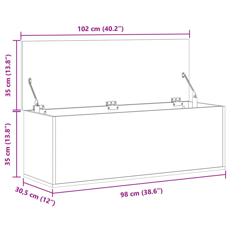 vidaXL fekete szerelt fa tárolóláda 102 x 35 x 35 cm