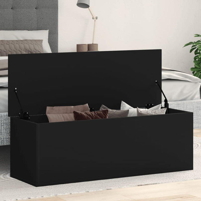 vidaXL fekete szerelt fa tárolóláda 102 x 35 x 35 cm