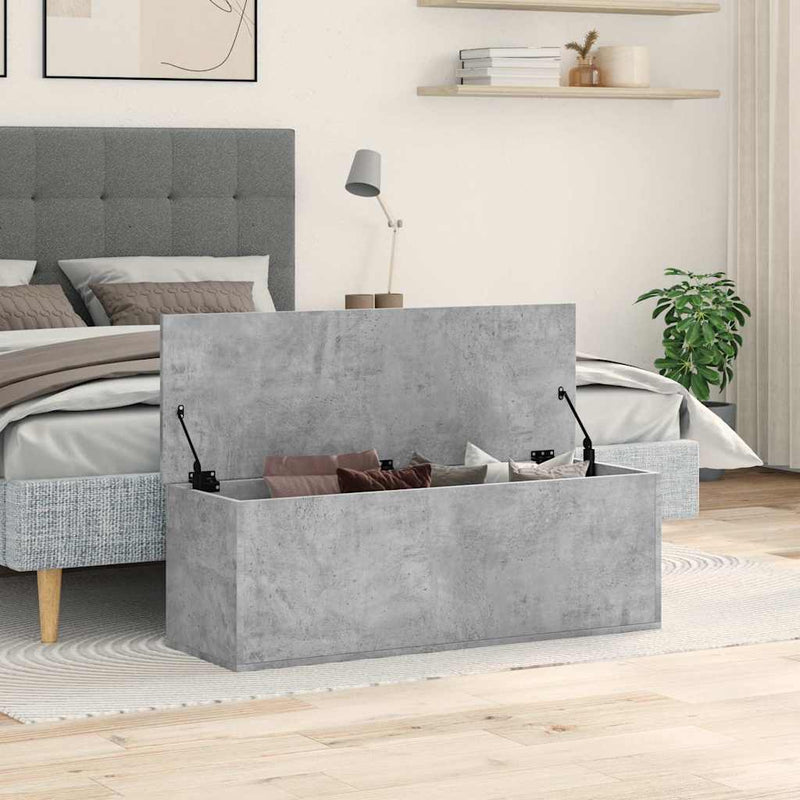 vidaXL betonszürke szerelt fa tárolóláda 102 x 35 x 35 cm