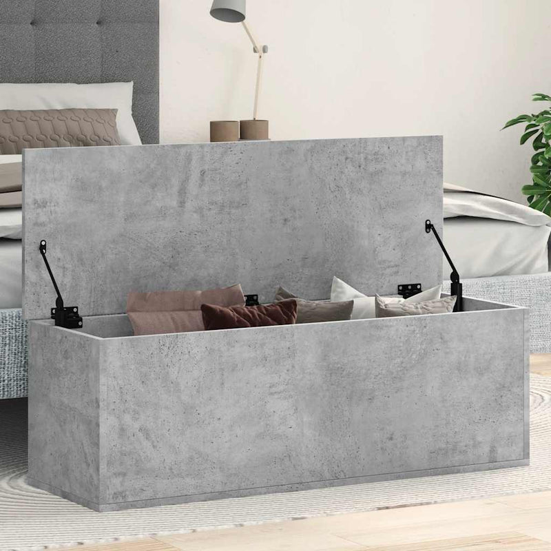 vidaXL betonszürke szerelt fa tárolóláda 102 x 35 x 35 cm