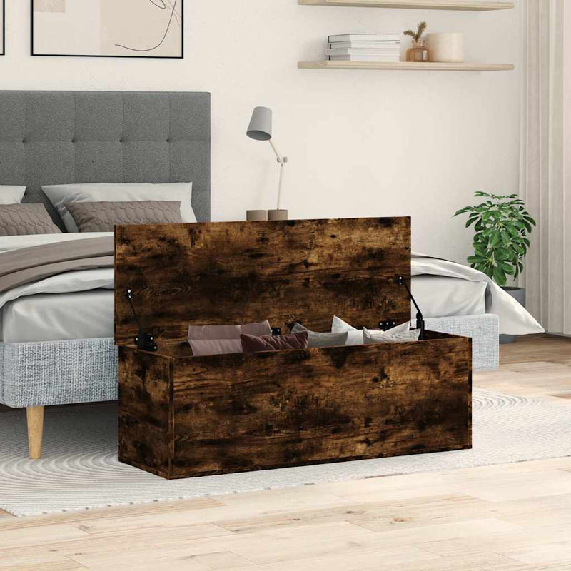 vidaXL füstös tölgy színű szerelt fa tárolóláda 102 x 35 x 35 cm