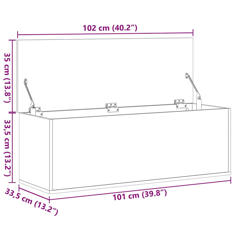 vidaXL füstös tölgy színű szerelt fa tárolóláda 102 x 35 x 35 cm
