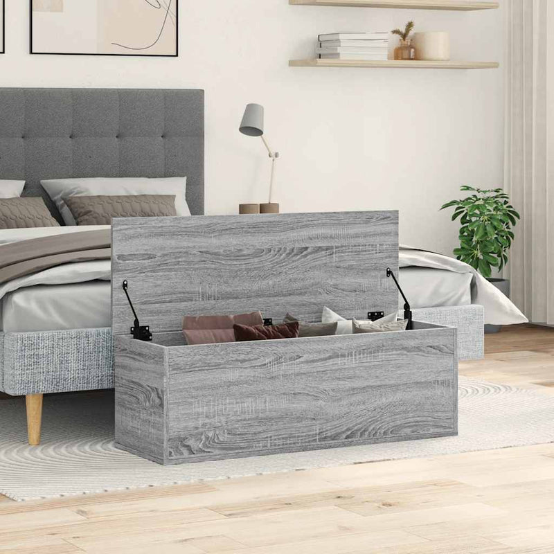 vidaXL szürke sonoma színű szerelt fa tárolóláda 102 x 35 x 35 cm
