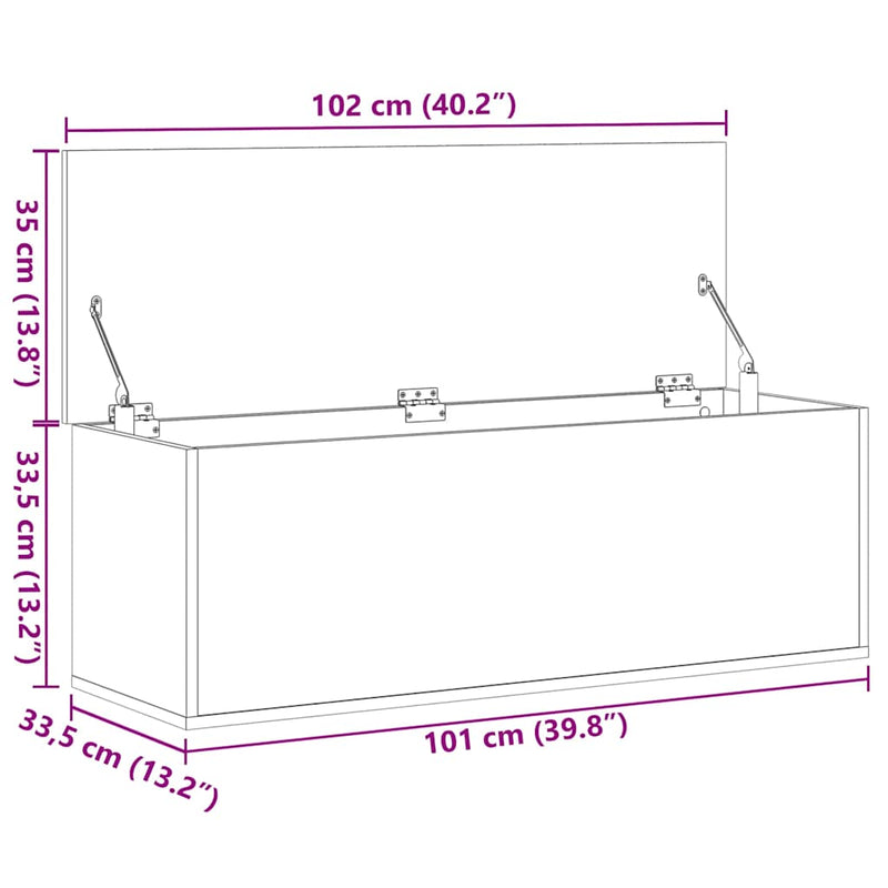 vidaXL szürke sonoma színű szerelt fa tárolóláda 102 x 35 x 35 cm
