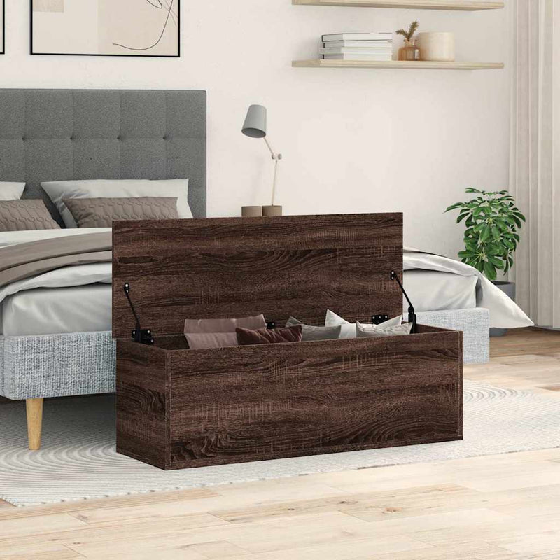vidaXL barna tölgy színű szerelt fa tárolóláda 102 x 35 x 35 cm