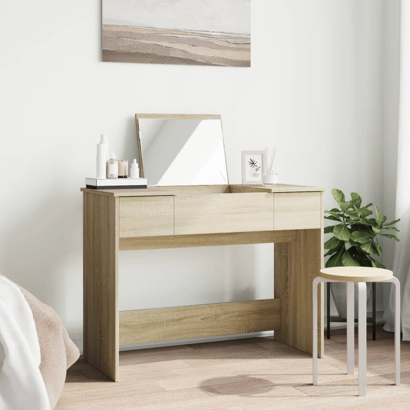 vidaXL sonoma tölgy színű fésülködőasztal tükörrel 100x45x76 cm