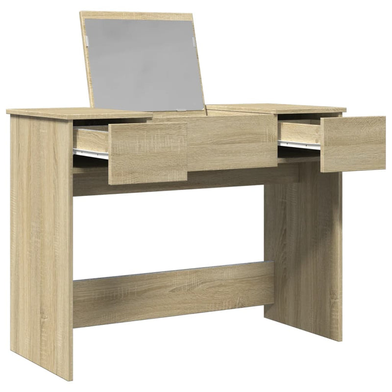 vidaXL sonoma tölgy színű fésülködőasztal tükörrel 100x45x76 cm