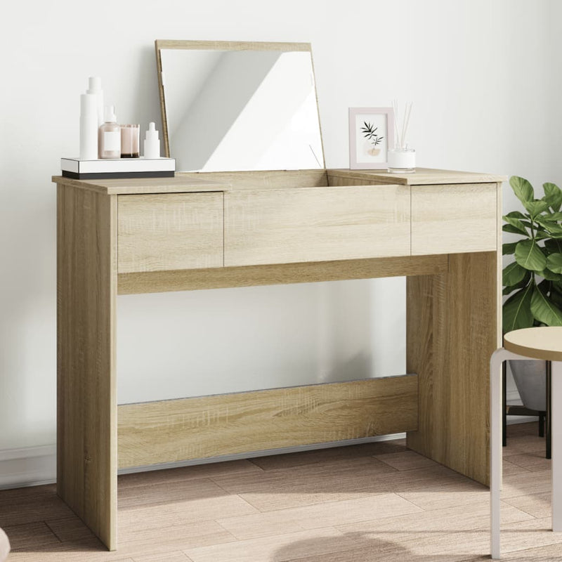 vidaXL sonoma tölgy színű fésülködőasztal tükörrel 100x45x76 cm