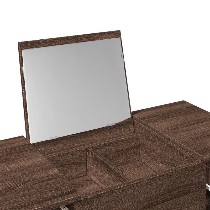 vidaXL barna tölgy színű fésülködőasztal tükörrel 100x45x76 cm