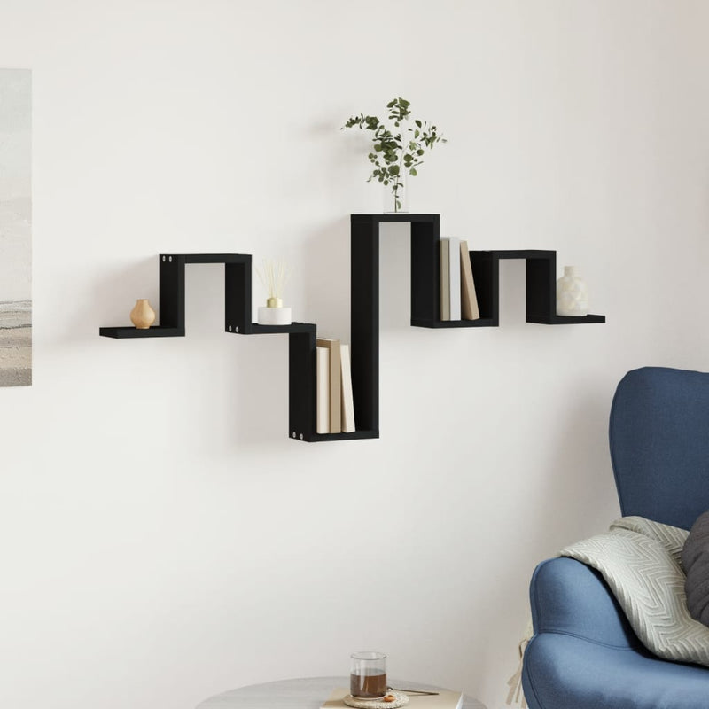 vidaXL fekete szerelt fa fali polc 104,5 x 10 x 43 cm
