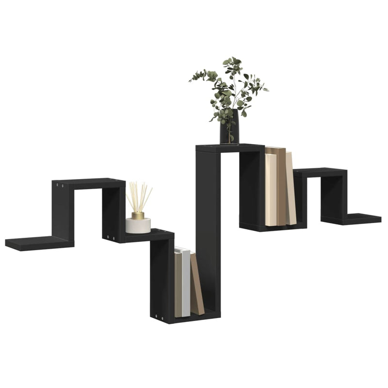 vidaXL fekete szerelt fa fali polc 104,5 x 10 x 43 cm