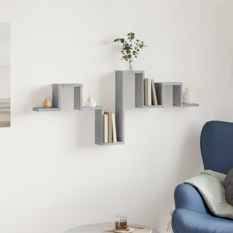 vidaXL betonszürke szerelt fa fali polc 104,5 x 10 x 43 cm
