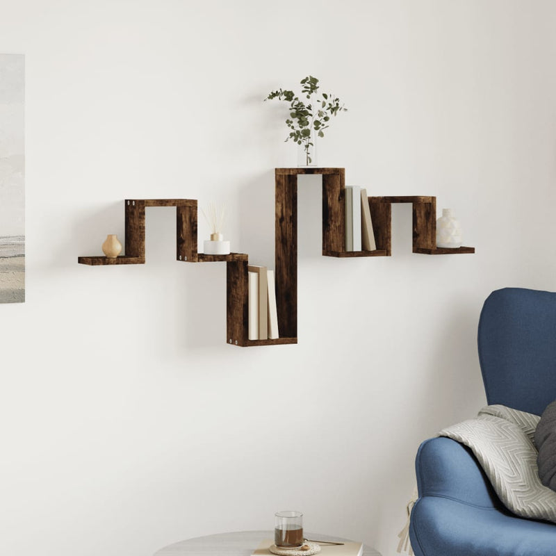 vidaXL füstös tölgy színű szerelt fa fali polc 104,5 x 10 x 43 cm