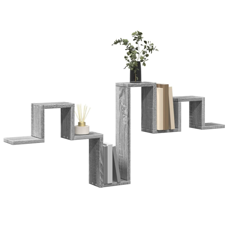 vidaXL szürke sonoma színű szerelt fa fali polc 104,5 x 10 x 43 cm