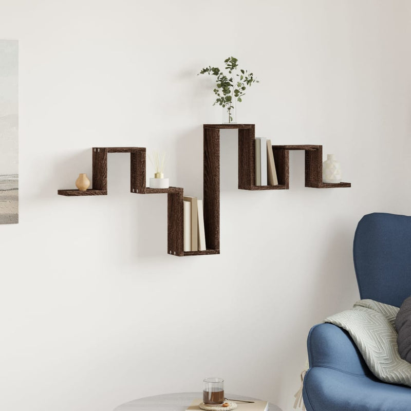 vidaXL barna tölgy színű szerelt fa fali polc 104,5 x 10 x 43 cm