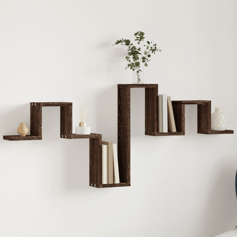 vidaXL barna tölgy színű szerelt fa fali polc 104,5 x 10 x 43 cm