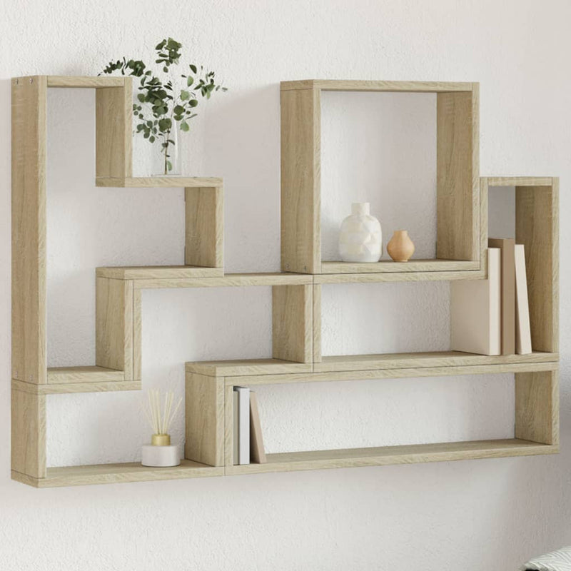vidaXL sonoma tölgy színű szerelt fa fali polc 96x12x64 cm