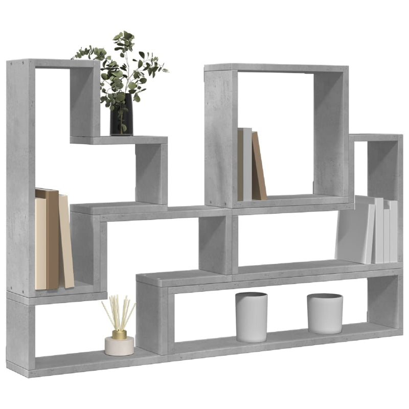vidaXL betonszürke szerelt fa fali polc 96x12x64 cm