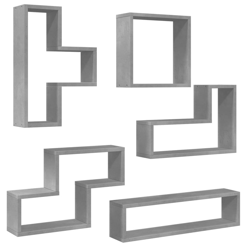 vidaXL betonszürke szerelt fa fali polc 96x12x64 cm
