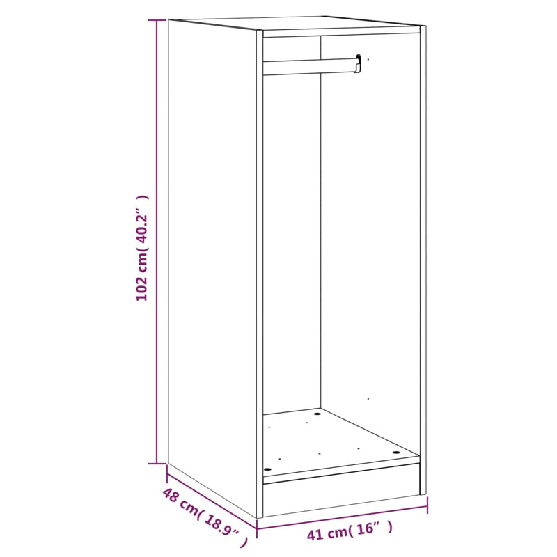 vidaXL betonszürke szerelt fa ruhásszekrény 48 x 41 x 102 cm