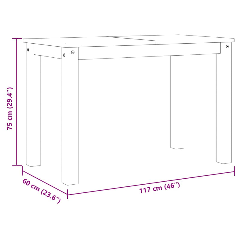 vidaXL Panama tömör fenyőfa ebédlőasztal 117 x 60 x 75 cm