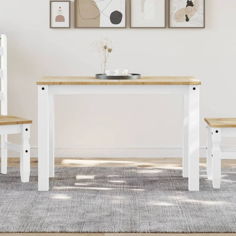 vidaXL Panama fehér tömör fenyőfa ebédlőasztal 117 x 60 x 75 cm