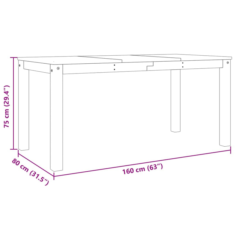 vidaXL Panama tömör fenyőfa ebédlőasztal 160 x 80 x 75 cm