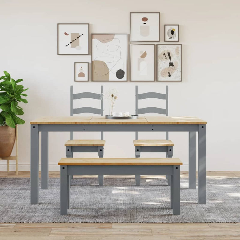 vidaXL Panama szürke tömör fenyőfa ebédlőasztal 160 x 80 x 75 cm