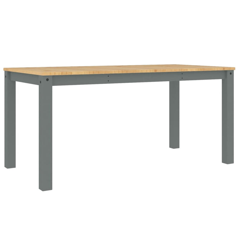 vidaXL Panama szürke tömör fenyőfa ebédlőasztal 160 x 80 x 75 cm