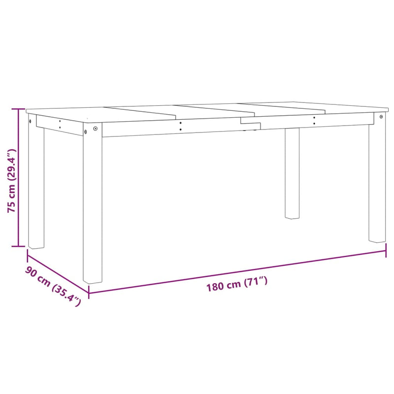 vidaXL Panama tömör fenyőfa ebédlőasztal 180 x 90 x 75 cm