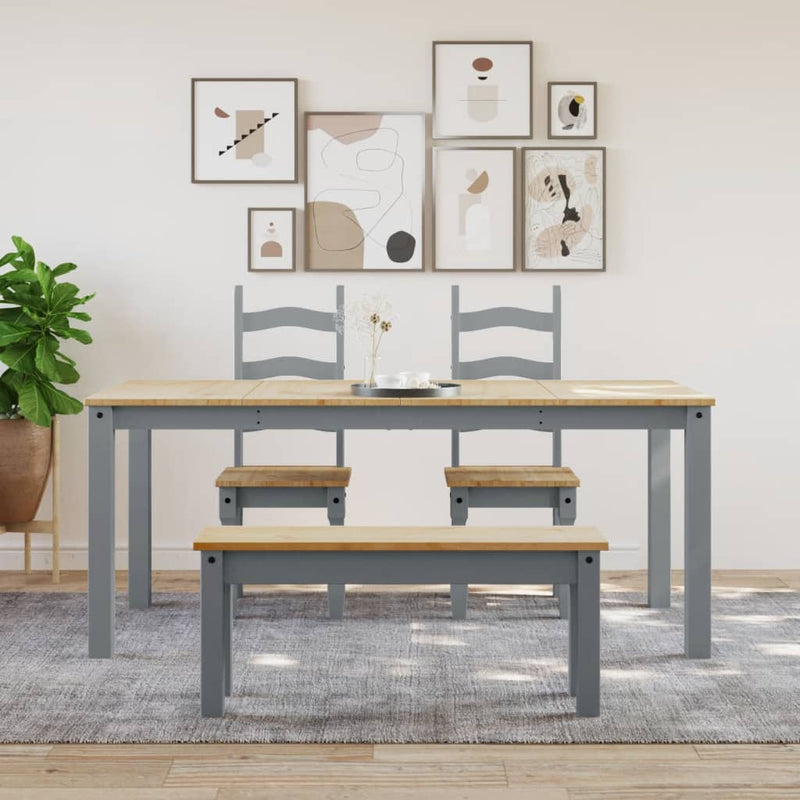 vidaXL Panama szürke tömör fenyőfa ebédlőasztal 180 x 90 x 75 cm
