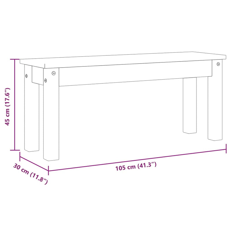 vidaXL Panama tömör fenyőfa étkezőpad 105 x 30 x 45 cm